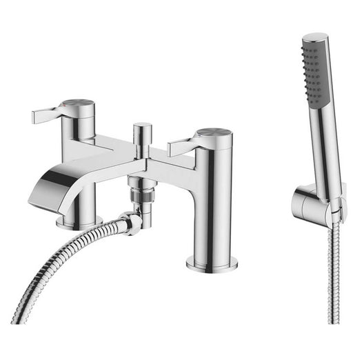 Bath Shower Mixer Double Lever Brass Deck-Mounted Chrome Plated Contemporary - Image 1