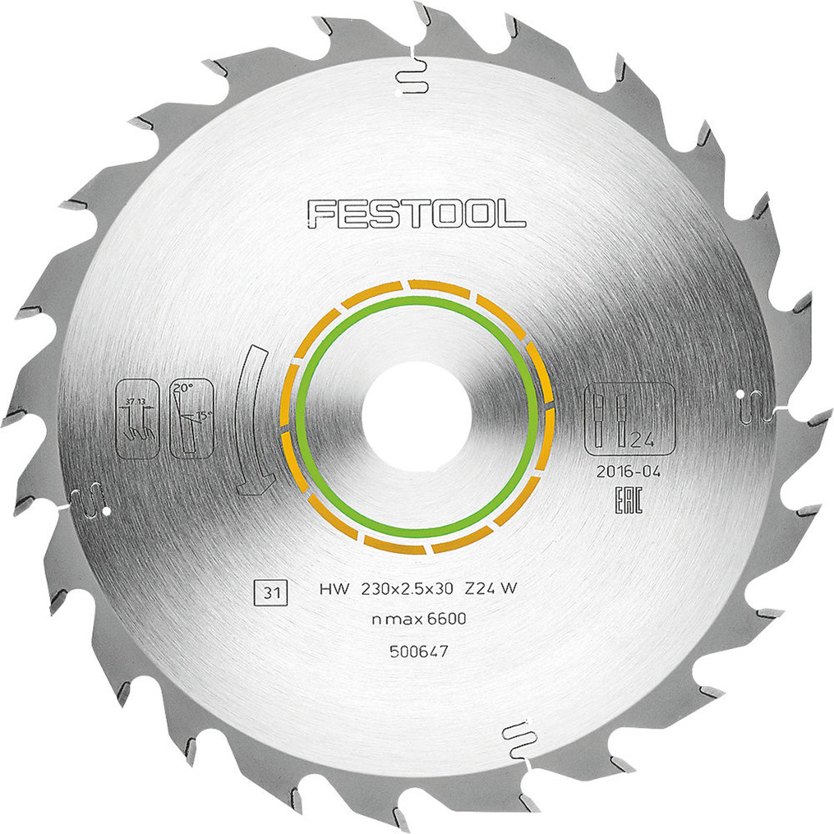 Festool Circular Saw Blade 500647 Cross Cut 24 Teeth Wood Soft Plastic 230x30mm - Image 1