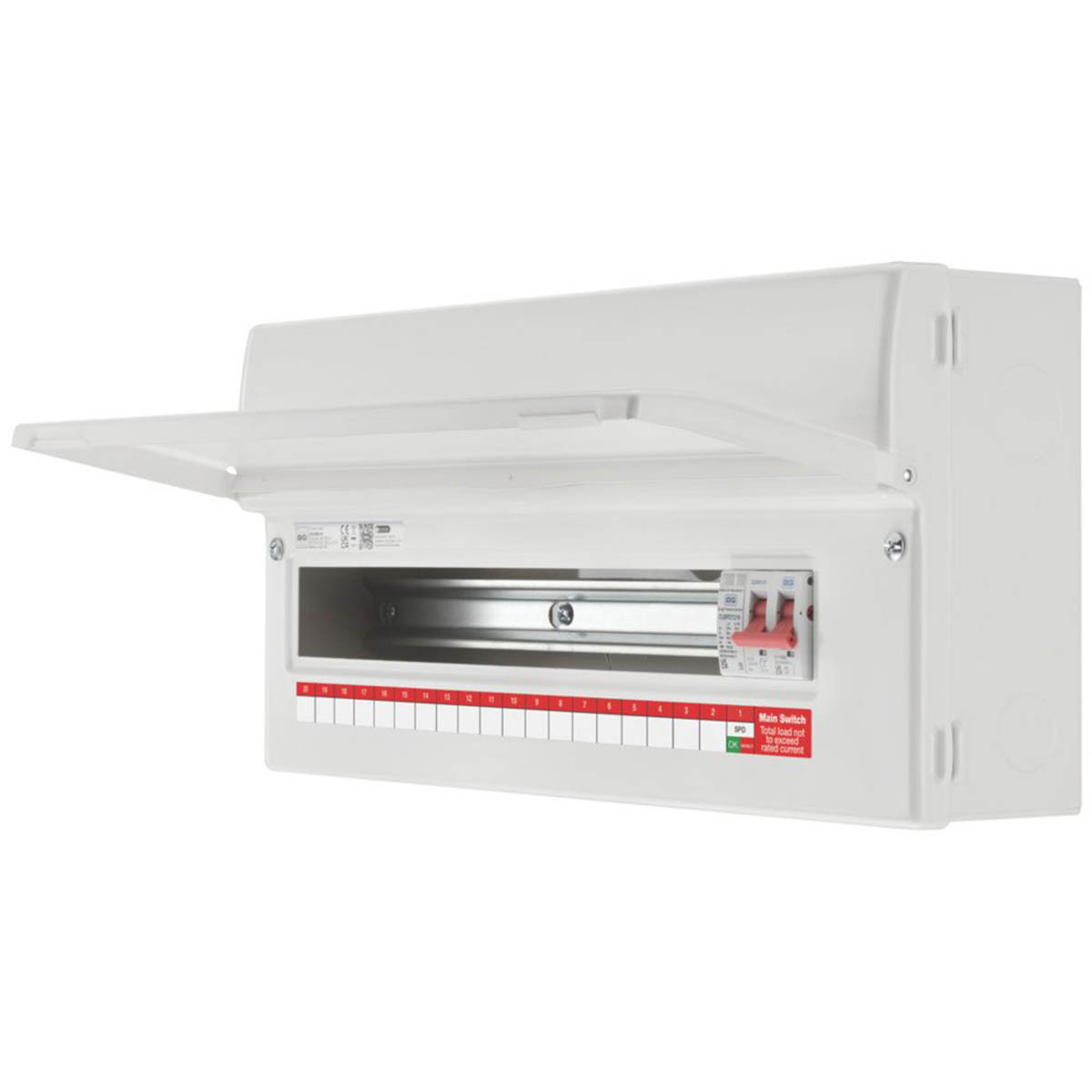 British General Main Switch Consumer Unit SPD CF22MS19-01 19-Way Part-Populated - Image 1