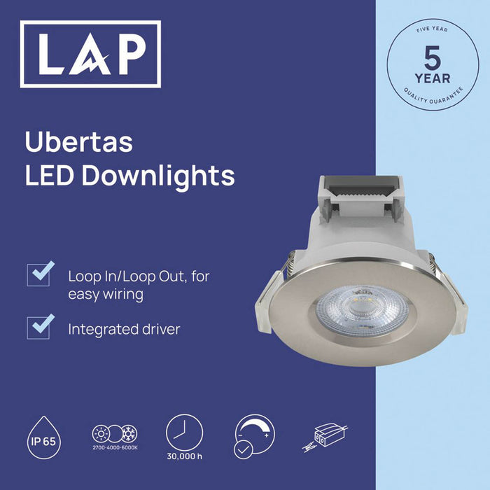 LAP Ubertas Fixed  LED Downlights Brushed Nickel 4W 450lm 10 Pack - Image 2