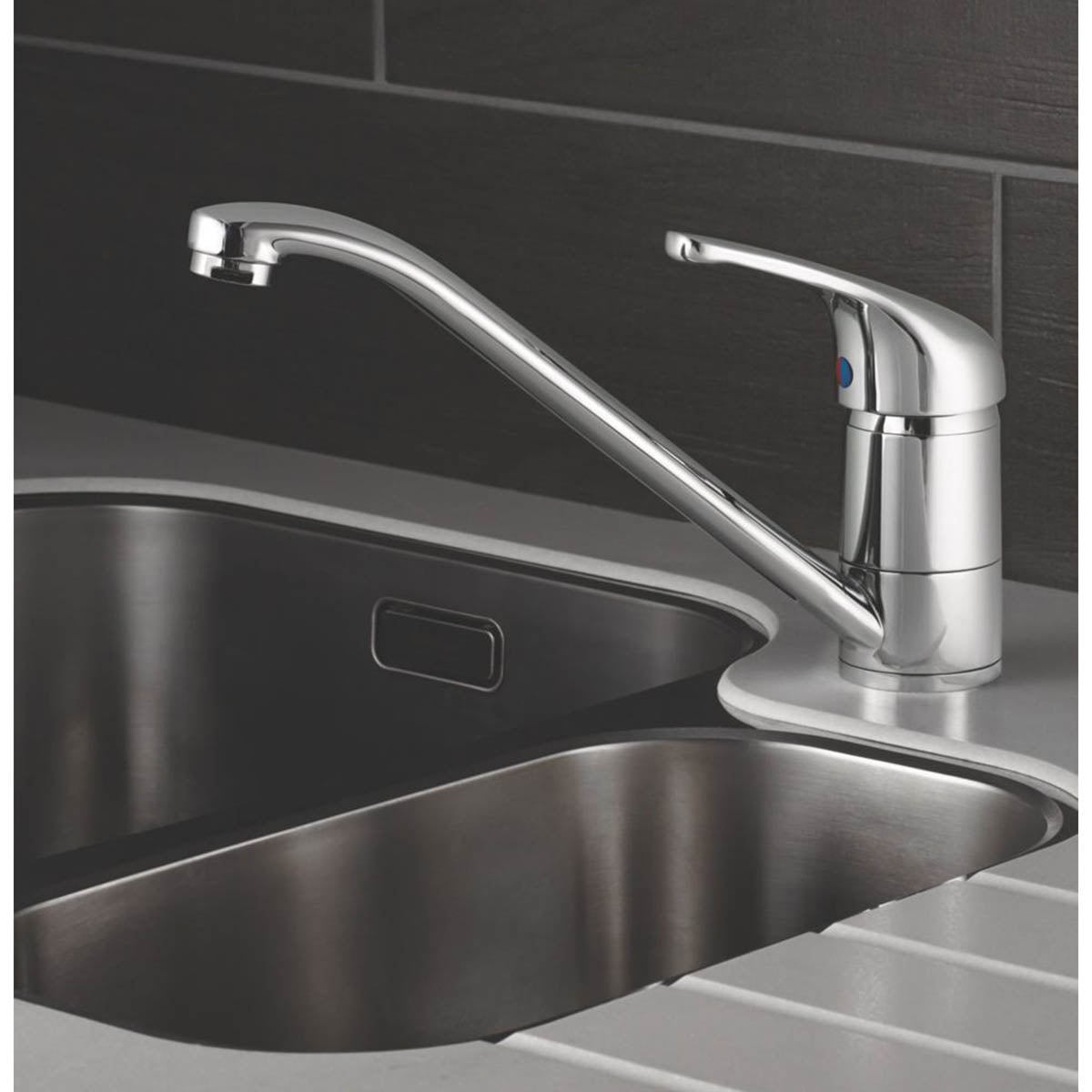 Swirl Kitchen Tap Mono Mixer Chrome Single Lever Swivel Spout Modern Faucet - Image 2