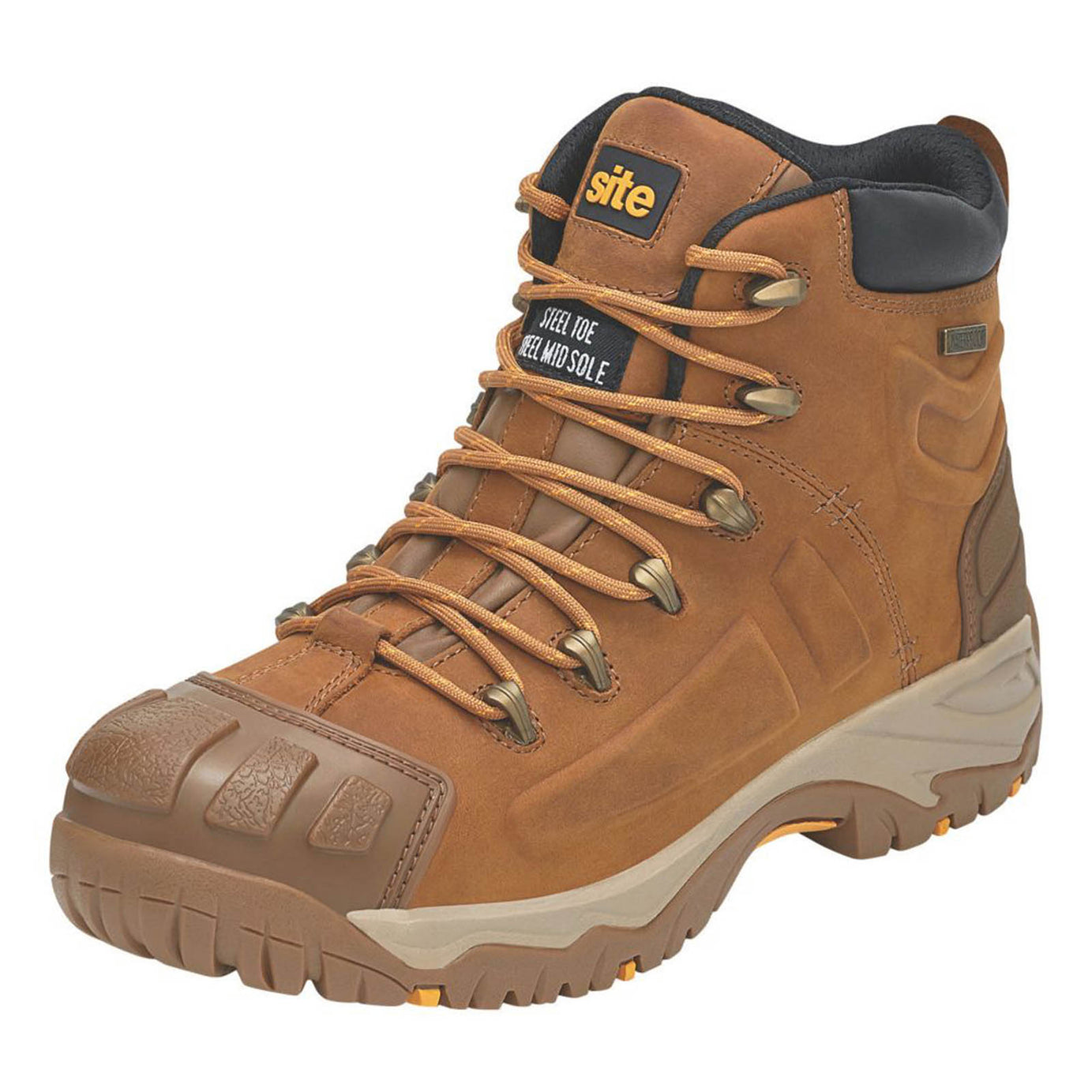 Site Safety Boots Fortress Tan Waterproof Steel Toe Cap Size 7 - Image 1