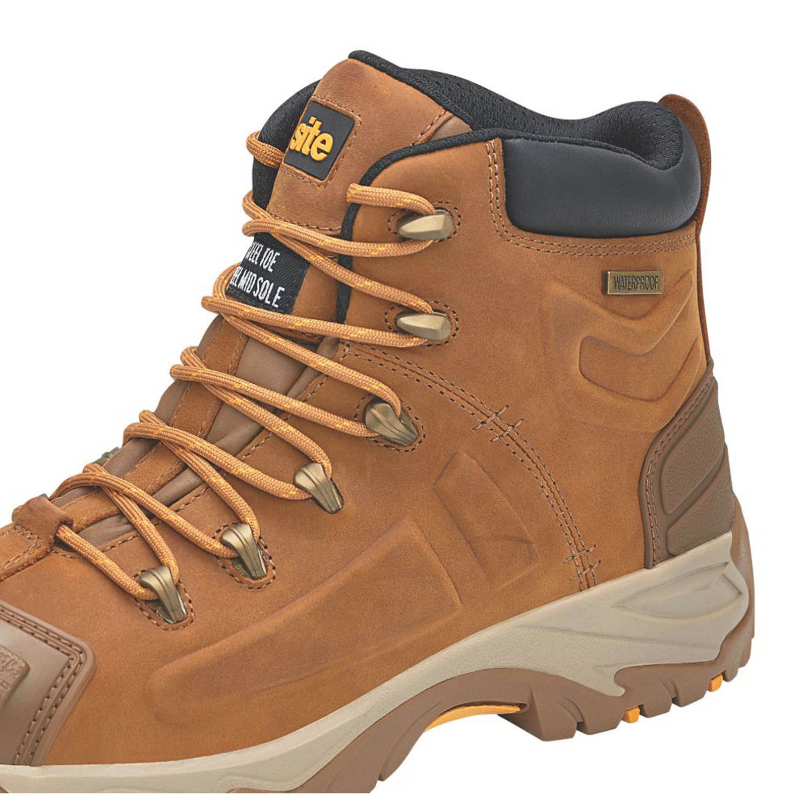 Site Safety Boots Fortress Tan Waterproof Steel Toe Cap Size 7 - Image 6