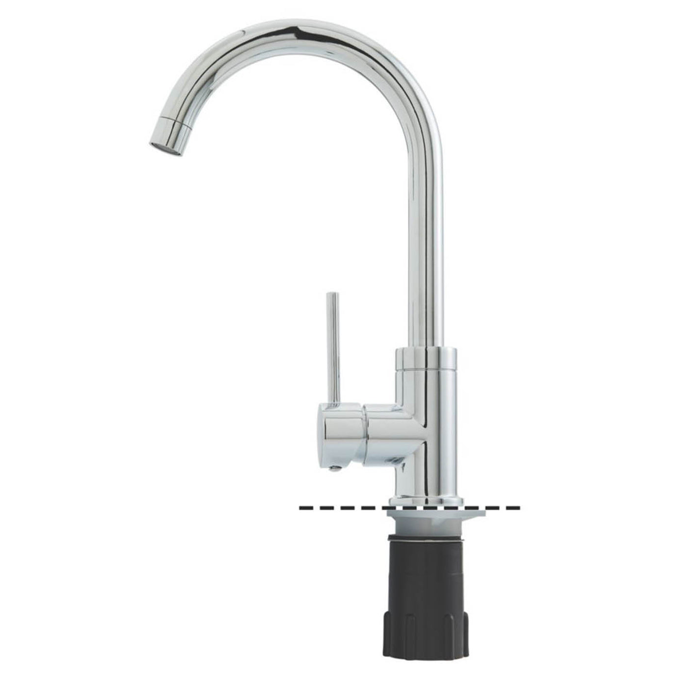 Kitchen Mixer Tap Single Lever Swivel Spout Chrome Deck Mounted Contemporary - Image 6