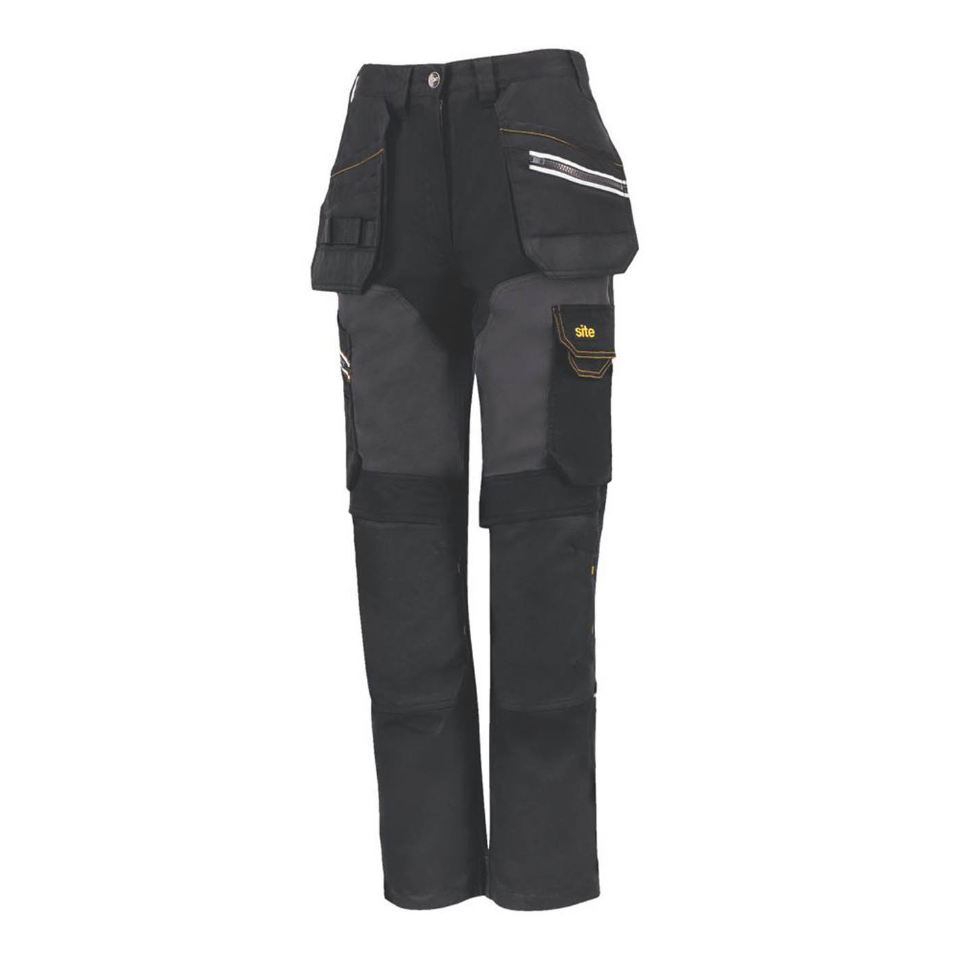 Site Womens Work Trousers 8 Pockets Black Grey Stretch Breathable Size 18 28" L - Image 1