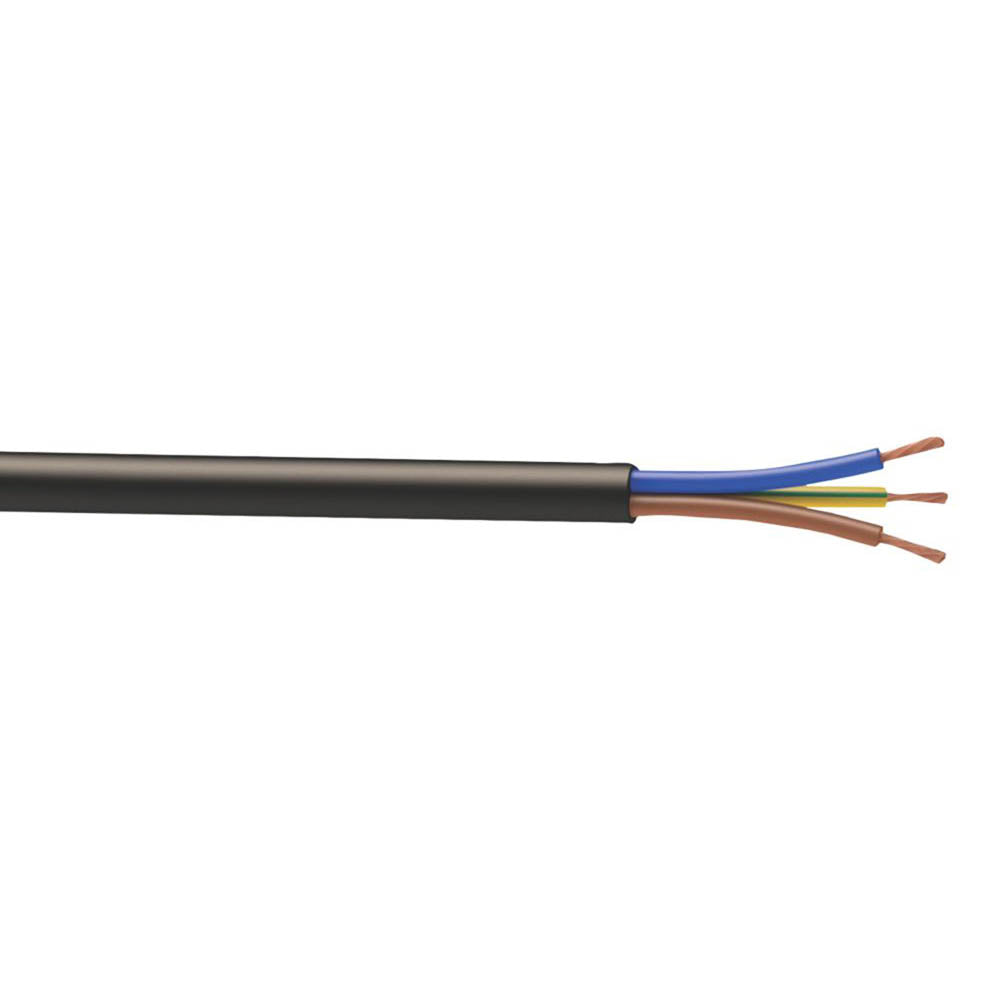 Time Flexible Cable 3183Y Black 3 Core Round 1.5mm² Indoor Outdoor Drum 25m - Image 1