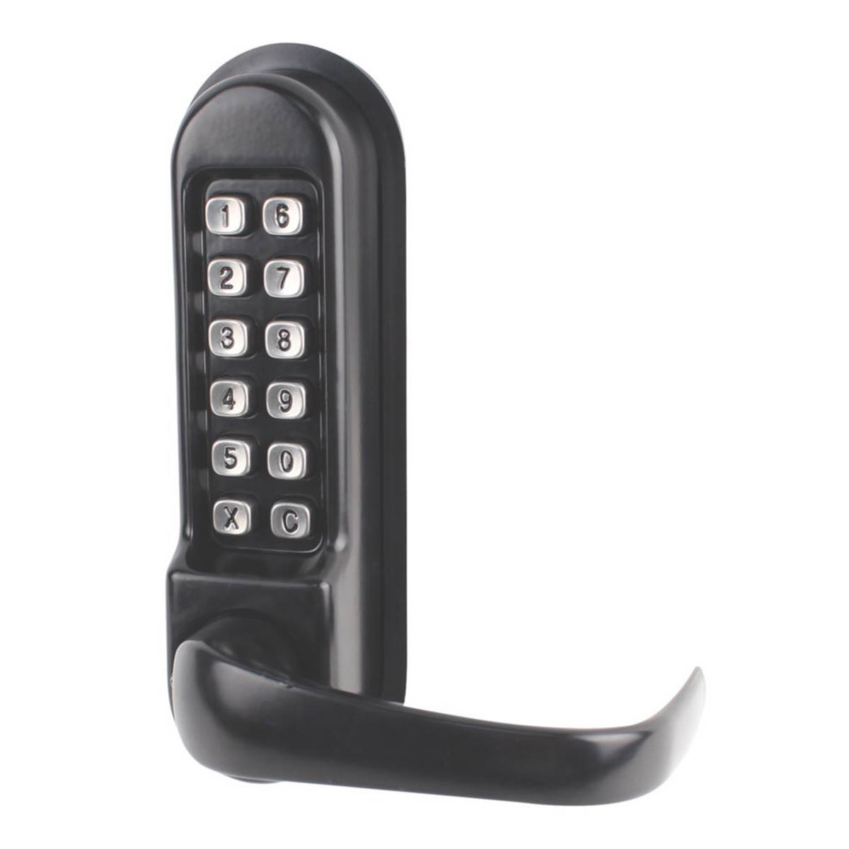 Smith & Locke Push-Button Lock Handle 60mm Black Internal Keyless Rustproof - Image 1