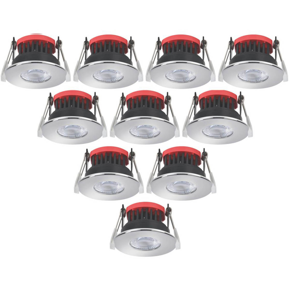 Lexco LED Downlights Fixed Fire Rated Polished Chrome Variable White 8W10 Pack - Image 1