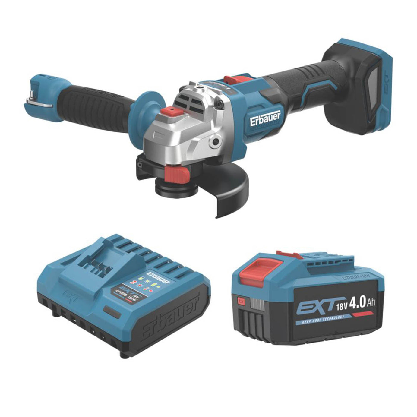 Erbauer Angle Grinder ERI1082GRD Cordless Compact 18V 1 x 4.0Ah Li-Ion EXT 4.5" - Image 1