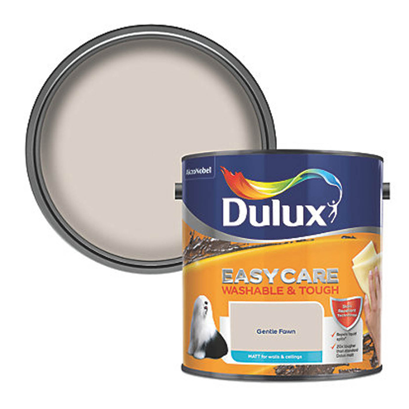 Dulux Easycare Washable & Tough 2.5Ltr Gentle Fawn Matt Emulsion  Paint - Image 1