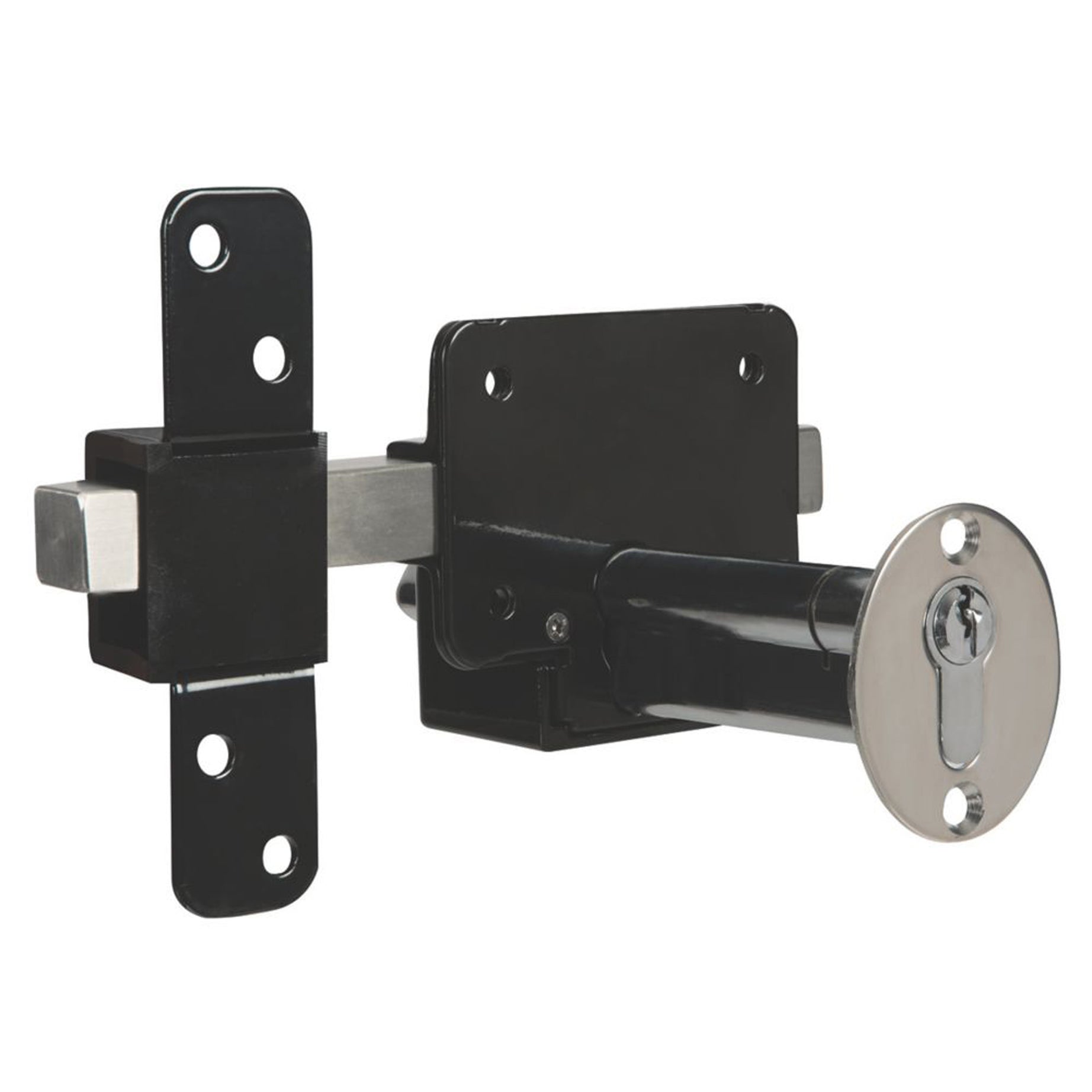 Euro Profile Door Lock With Thumbturn 70mm Long Throw 5 Keys Black Sheds Gate - Image 2