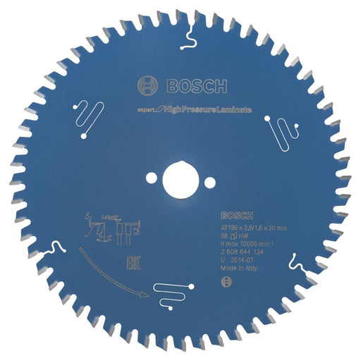 Bosch Circular Saw Blade Expert Blue 56 Carbide Teeth Wood Laminate 190mm - Image 1