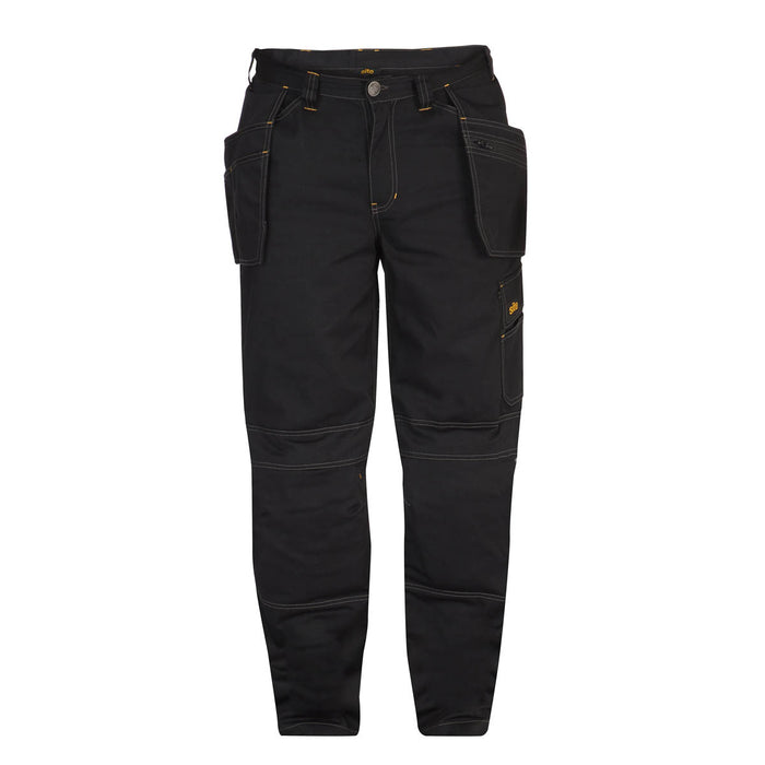 Site Work Trousers Mens Cargo Pants Multi Pockets Black Regular Comfort W30 L32 - Image 1
