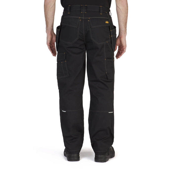 Site Work Trousers Mens Cargo Pants Multi Pockets Black Regular Comfort W30 L32 - Image 2