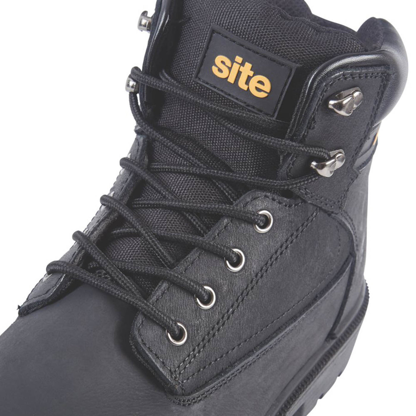 Site Safety Boots Mens Wide Fit Black Leather Steel Toe Lightweight Size 7 - Image 4
