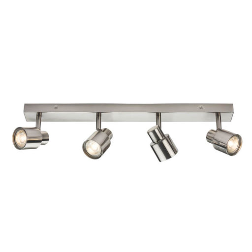 Ceiling Spotlight Bar 4-Way Quad GU10 Brushed Chrome Multi Arm Adjustable Heads - Image 1