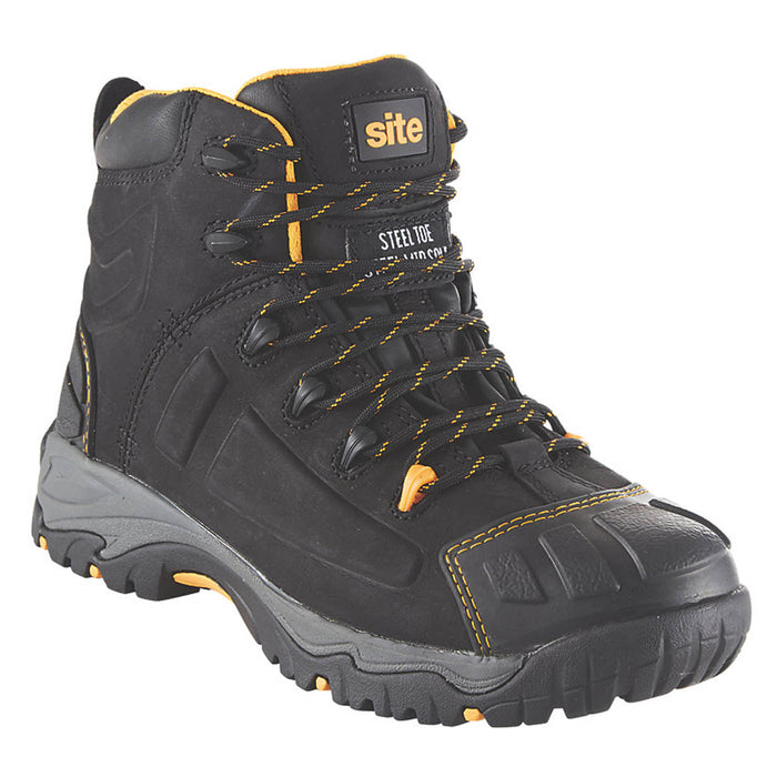 Site Safety Boots Mens Standard Fit Black Leather Waterproof Steel Toe Size 11 - Image 1