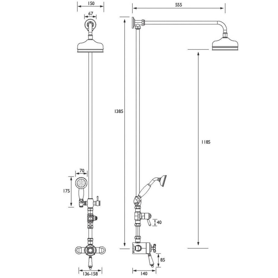 Bristan Thermostatic Mixer Shower Exposed Chrome With Diverter Round Twin Head - Image 2