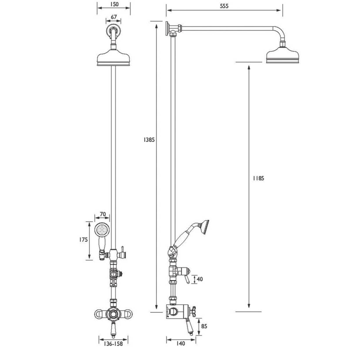 Bristan Thermostatic Mixer Shower Exposed Chrome With Diverter Round Twin Head - Image 2