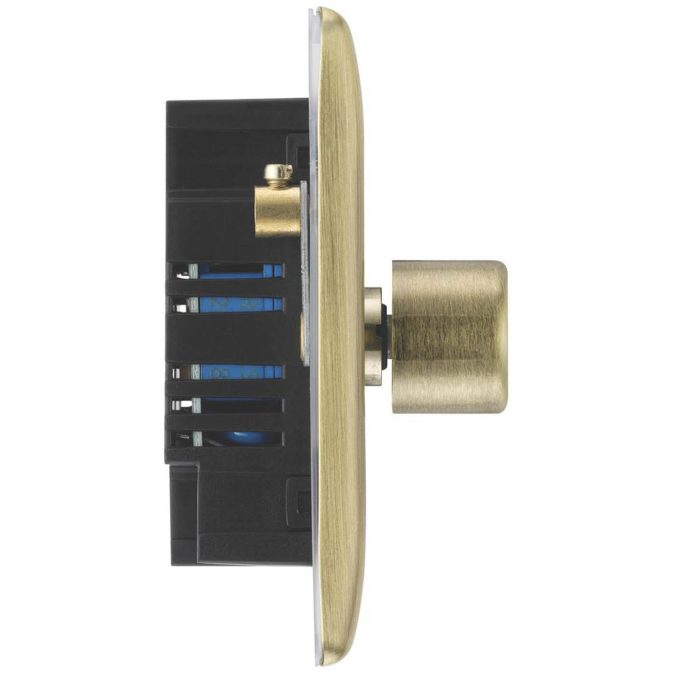 BG LED Dimmer Light Switch Double Antique Brass 2-Gang 2-Way Rotary Modern - Image 2