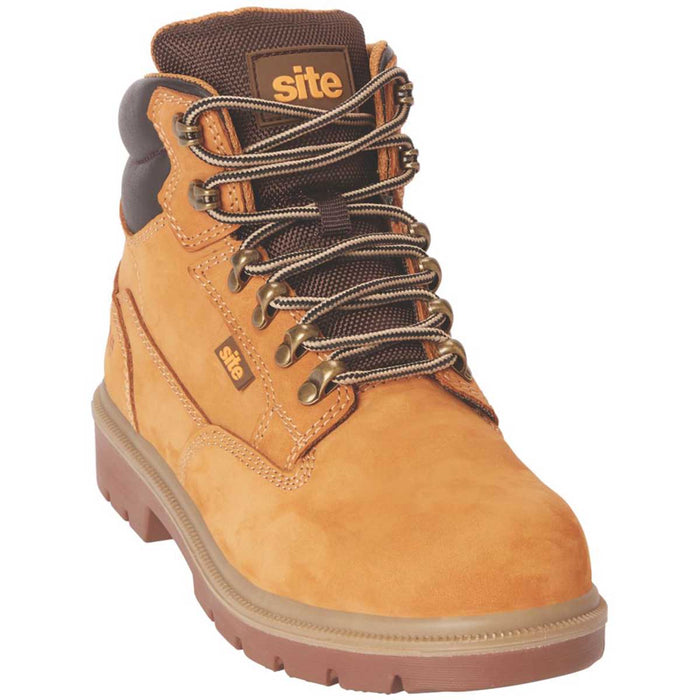 Site Safety Boots Womens Wide Fit Honey Leather Work Shoes Steel Toe Size 3 - Image 1