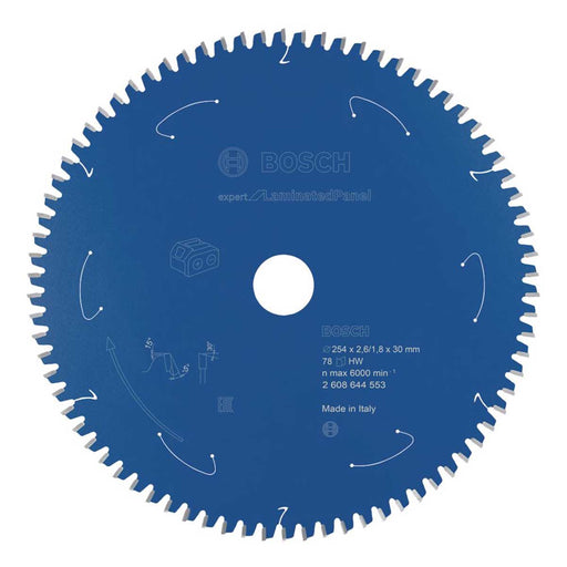 Bosch Circular Saw Blade Expert Extra Fine Cut 78T Softwood Hardwood 254x30mm - Image 1