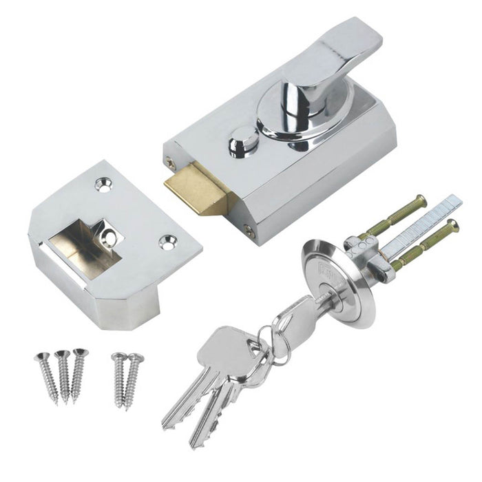 Smith & Locke Night Latch Deadlock ST-CHR-603 Keys Polished Chrome 60mm Backset - Image 1