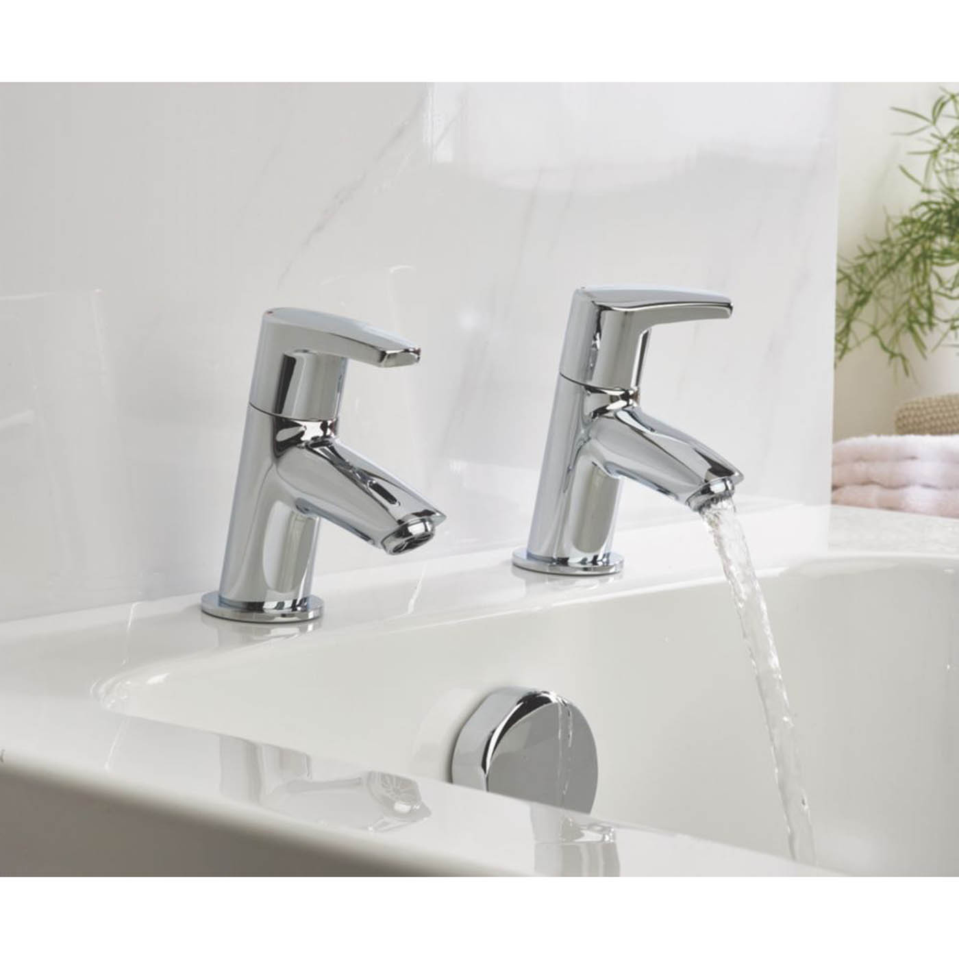 Bristan Bath Filler Pillar Tap Chrome Levers Hot Cold Pair 1/4 Turn Contemporary - Image 5