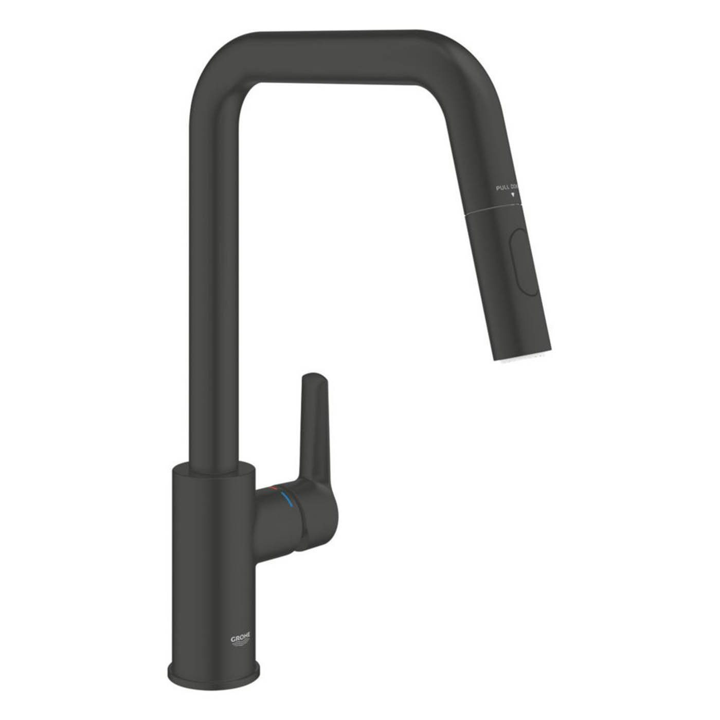 Grohe Kitchen Sink Tap Mono Mixer Matt Black Single Lever Pull Out Faucet - Image 2