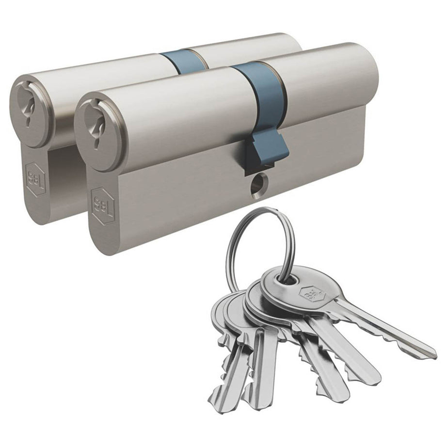 Smith & Locke Cylinder Locks Euro Double Anti-Drill 6-Pin 80mm Silver 2 Pack - Image 1