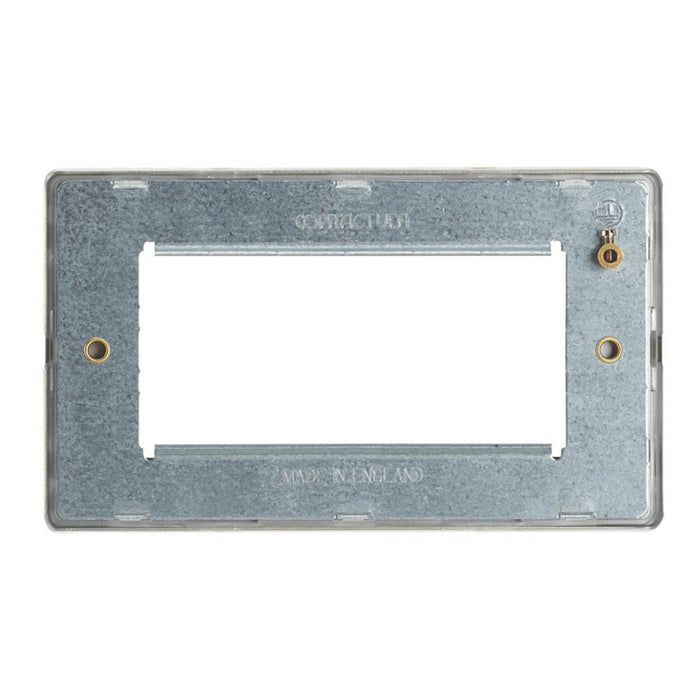 Modular Faceplate Wall Plate 4-Module Brushed Brass Screwless Flat Profile - Image 3