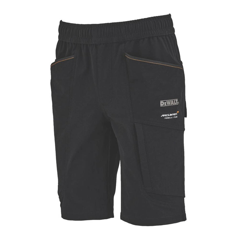 DeWalt Mens Work Shorts Jogger Stretch Black McLaren F1 Team Temple XL 36-44" W - Image 1