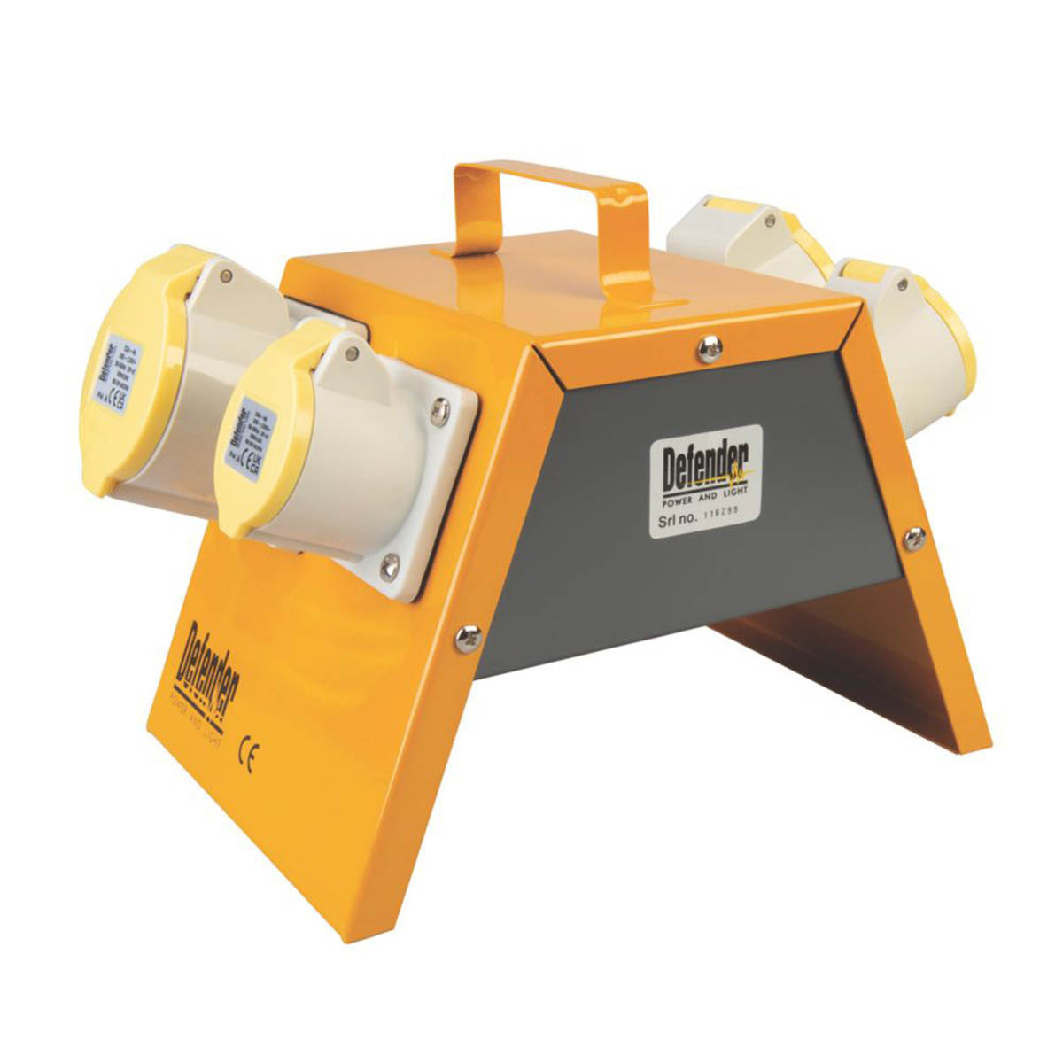 Defender Site Transformer 4-Way Splitter Box 16A Portable Steel Sturdy 4.7m 110V - Image 1