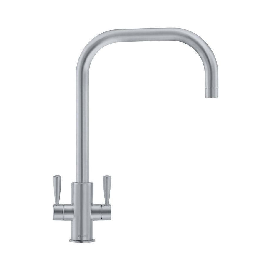 Franke U-Spout Kitchen Tap Ascona Silk Steel Finish Dual Lever Operation - Image 1