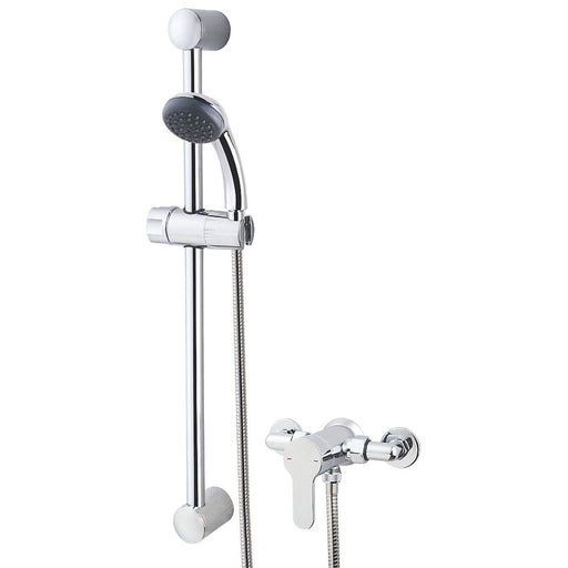 Shower Mixer Chrome Manual Round Head Exposed Concentric Single Spray Rear Fed - Image 1
