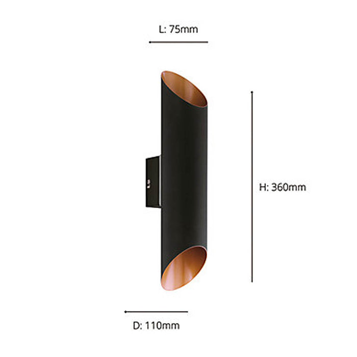 LED Wall Light Outdoor Black Copper Steel Warm White 660lm Modern IP44 Garden - Image 3