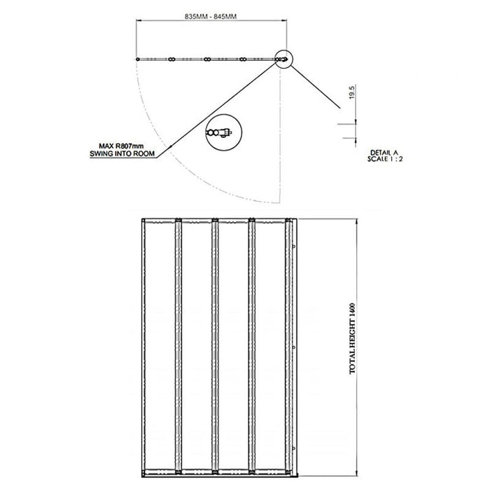 Aqualux 4 Folding Bath Screen Silver Frame Glass (H)1400mm x (W)840mm x (T)4mm - Image 3