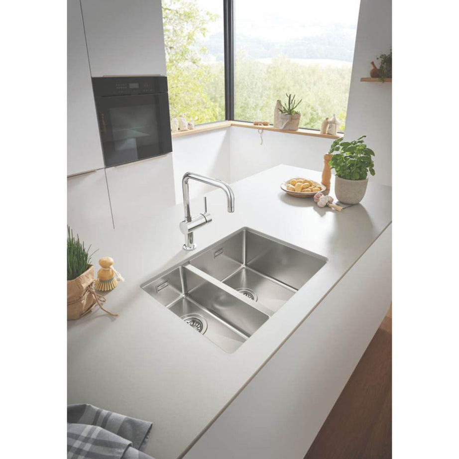Grohe Undermount Kitchen Sink 1.5 Bowl Stainless Steel Right Handed 595x450mm - Image 1