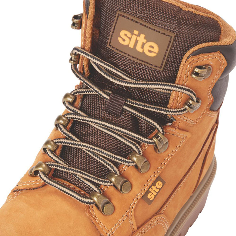 Site Womens Safety Boots Wide Fit Honey Leather Work Shoes Steel Toe Size 5 - Image 4