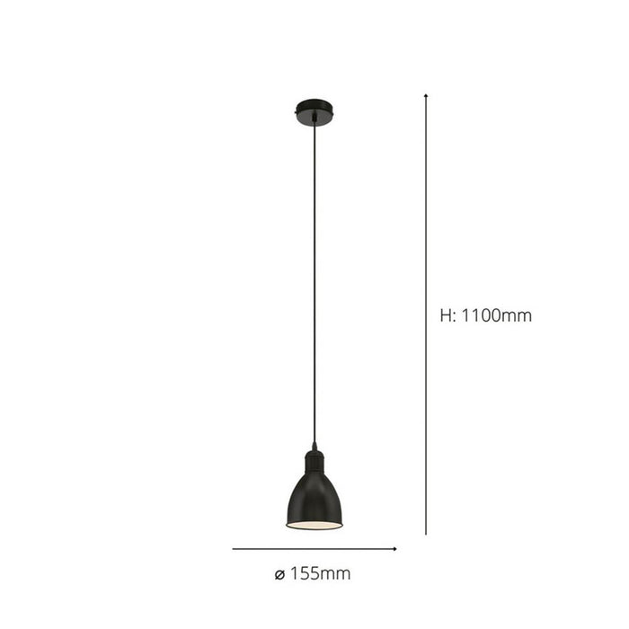 Pendant Ceiling Light Black Steel Round Shade Dining Room Modern Industrial - Image 3