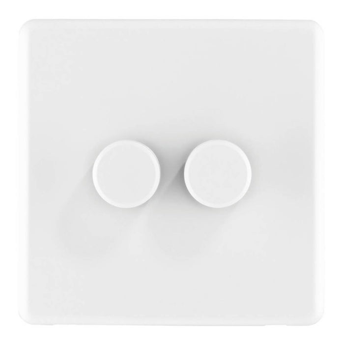 Arlec Dimmer Switch LED 2 Gang 2 Way Matt White Raised Slim Screwless Faceplate - Image 2