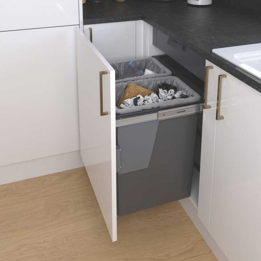 Kitchen Pull Out Bin Under Counter Anthracite Waste Recycling Base Mounted 92Ltr - Image 1