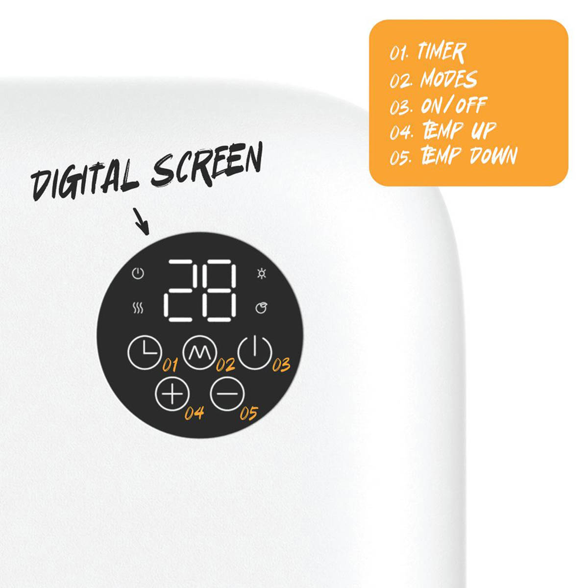 TCP  2000W Electric Wall-Mounted Vertical Fan Heater White - Image 3