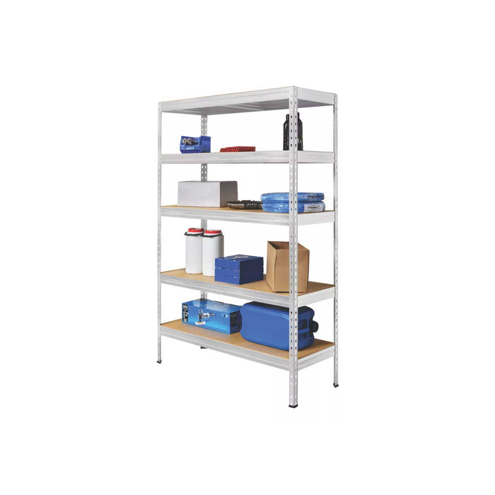 Shelving Unit 5 Tier Silver Heavy Duty Steel Shelves Garage Storage Racks - Image 2