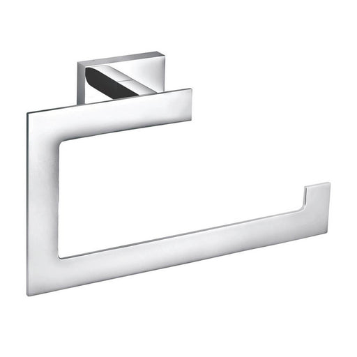 Aqualux Towel Ring Holder Bathroom Chrome Finish Modern Rectangle  Brass - Image 1