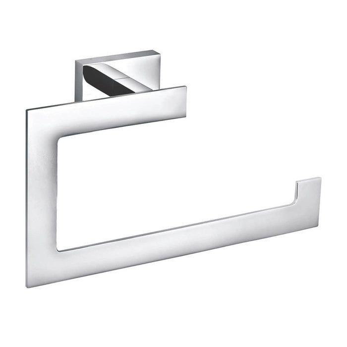 Aqualux Towel Ring Holder Bathroom Chrome Finish Modern Rectangle  Brass - Image 2