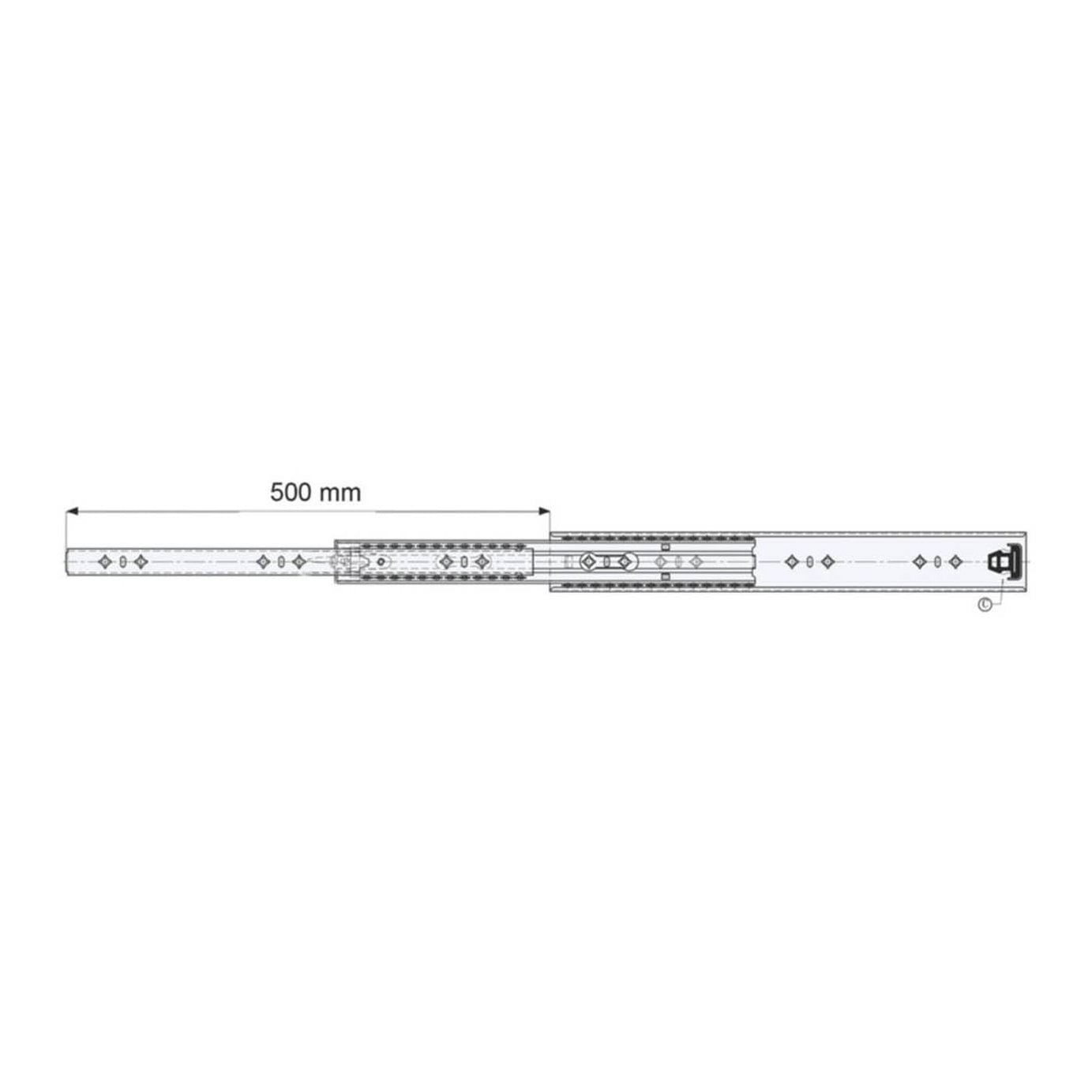 Essentials Drawer Runners Ball Bearing Self Closing Heavy Duty 500mm 2 Pack - Image 5