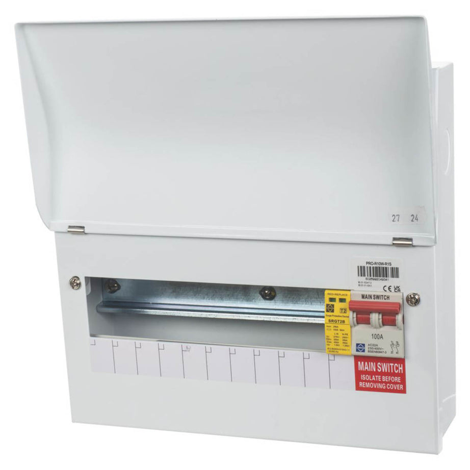 Lewden Main Switch Consumer Unit with SPD PRO-R10W-R1S 13-Module 10-Way - Image 1