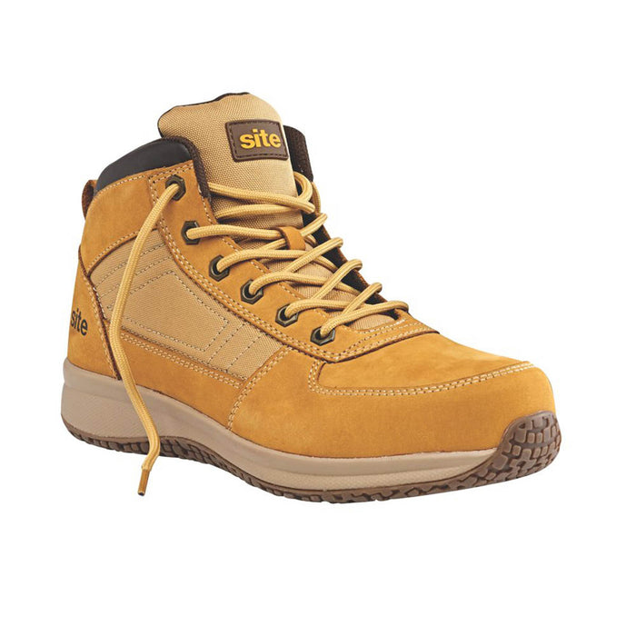 Site Safety Boots Mens Wide Fit Wheat Leather Lightweight Steel Toe Size 12 - Image 1