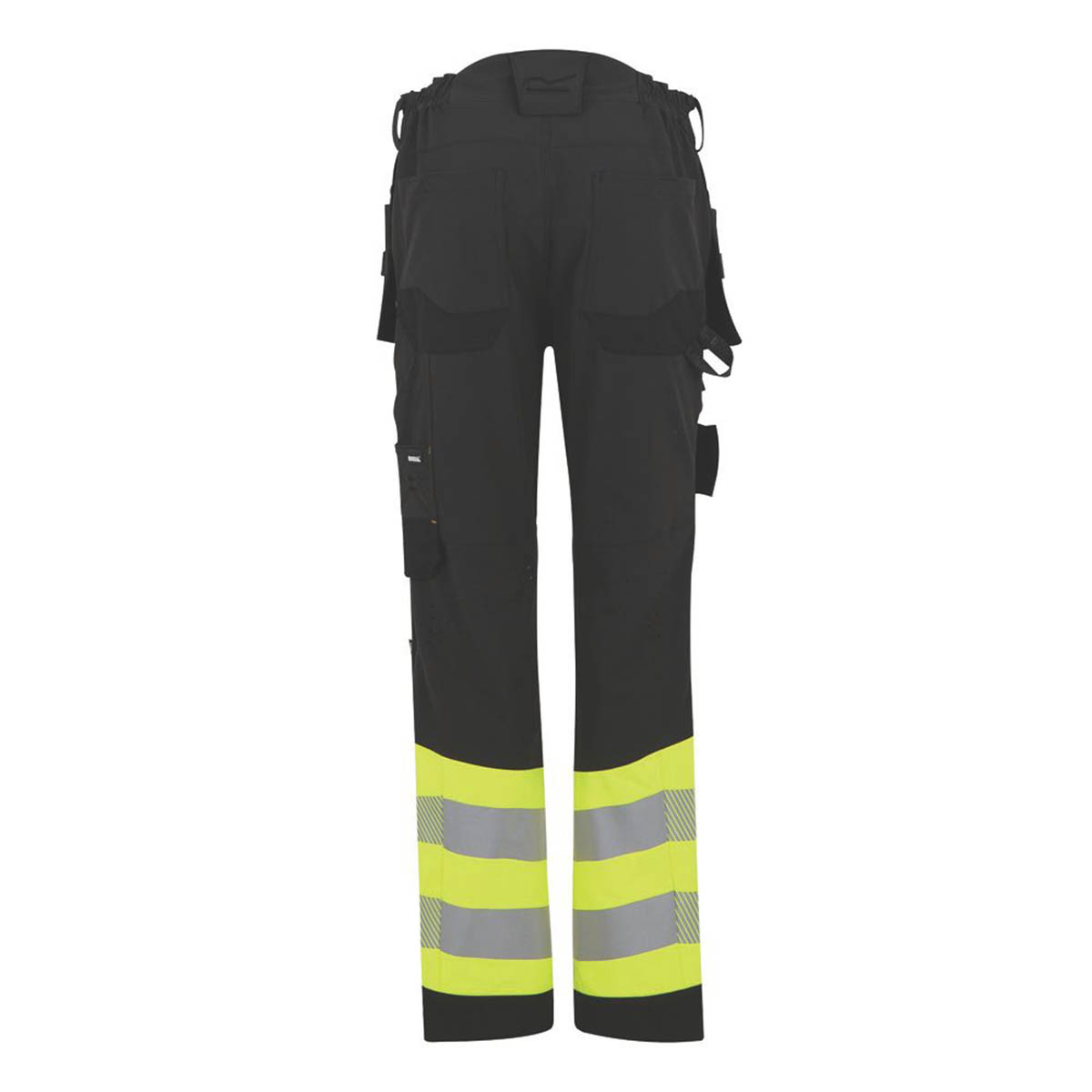 Regatta Hi Vis Work Trousers Mens Slim Fit Black Yellow Multi Pockets 38W 32L - Image 2